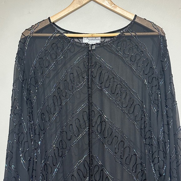 Vintage Sheer Beaded Open‎ Jacket Blouse Womens 3X Plus Size Cocktail Party Chic - Picture 2 of 12
